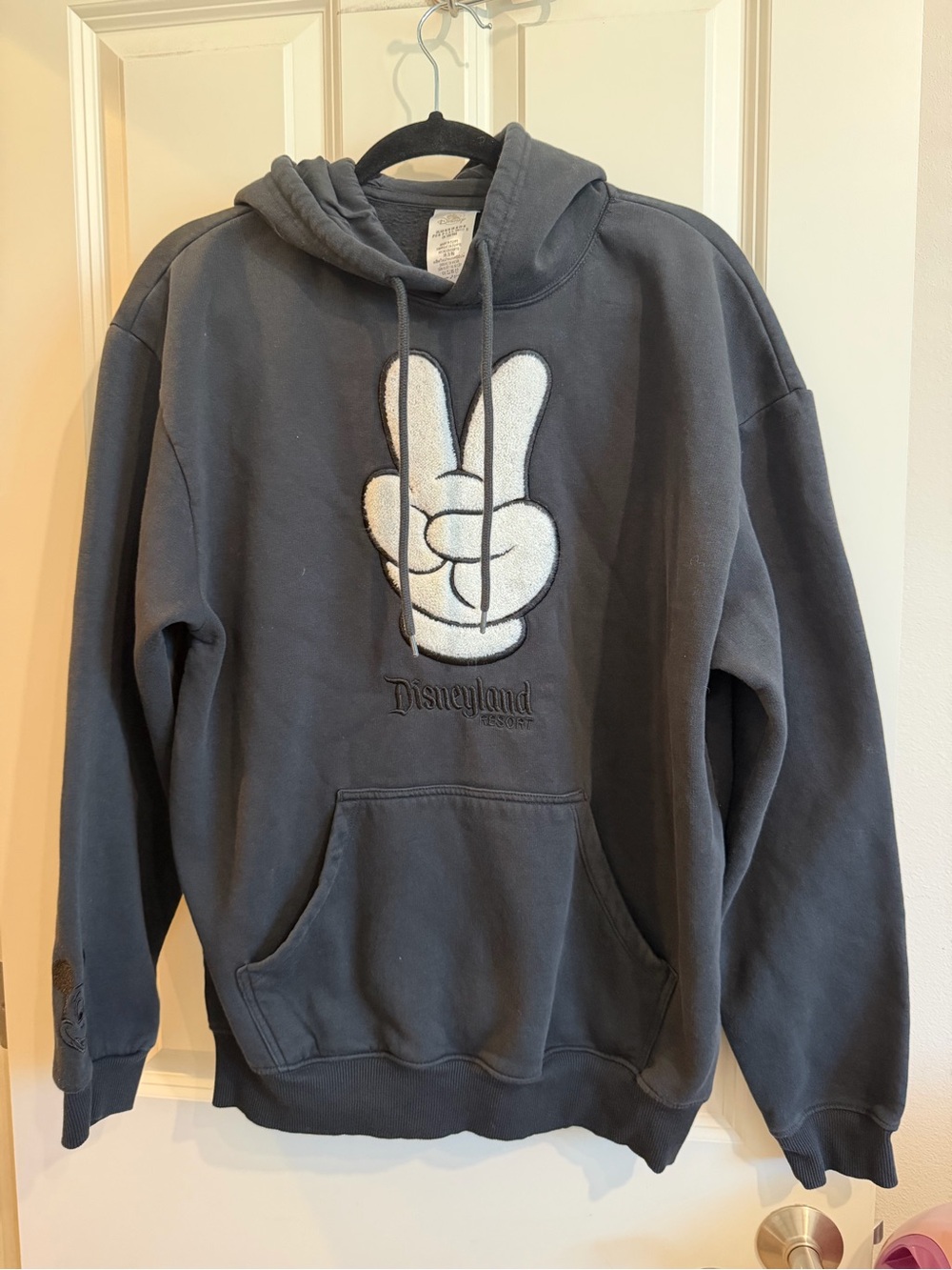 Disney Mickey hands peace black sweatshirt size medium.